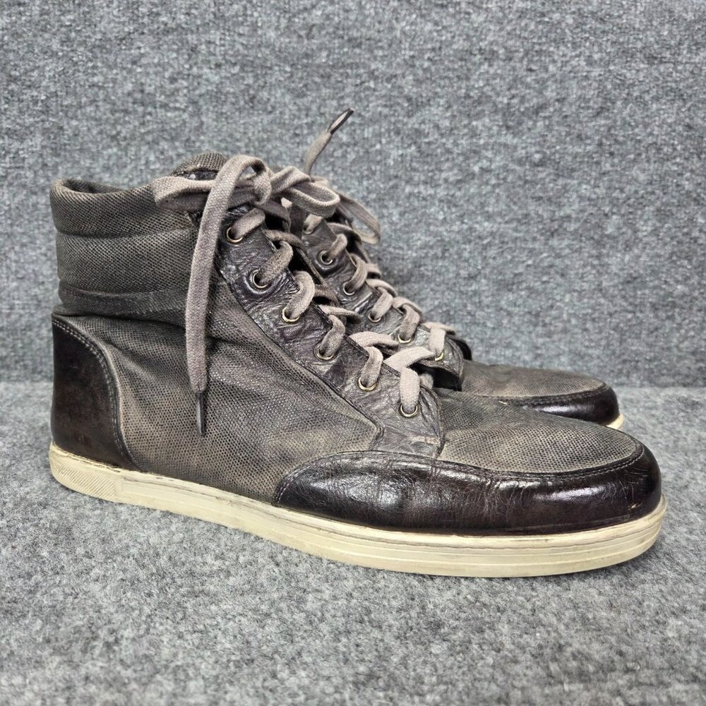 Mens Bed Stu Marcus II Distressed Gray Leather Sneaker Shoes Hi Top Size 13